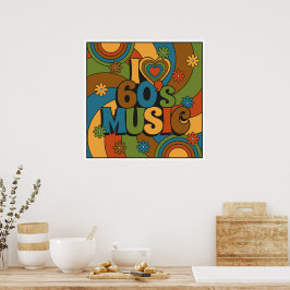 Poster Paleta de Cores Retro da Música dos Anos 60 para A