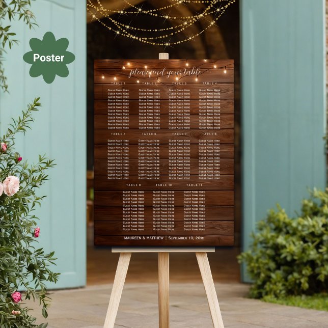 Poster Palha de madeira marrom Luzes 11 Mesas Sentadas de (Criador carregado)