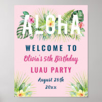 Palha tropical rosa Aloha Luau Aniversário Bem-vin