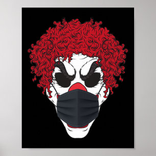 Poster Palhaço Assustador Vestindo Uma Máscara Germophobe