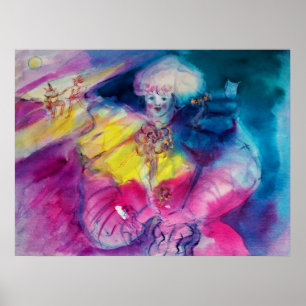 POSTER PALHAÇO COM CORUJA E VIOLINO