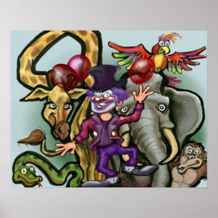Poster Palhaço de Circo e Animais