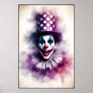 Poster Palhaço Feliz Aquarela Vintage Com um Sorriso Aleg