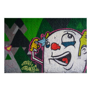 Pôster Palhaço Louco Com Grafite De Pulverização