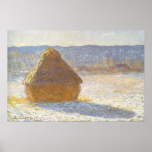 Pôster Palheiro de Manhã, Efeito de Neve por Claude Monet