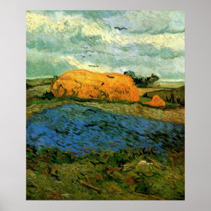 Poster Palheiros sob um céu chuvoso por Vincent van Gogh