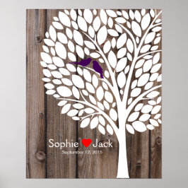 Poster palheta roxa de livros de convidados de casamento