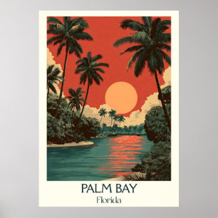 Poster Palm Bay Florida Vintage River Sunset Viagem Art