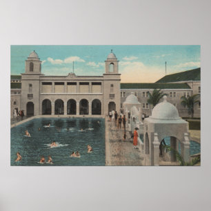 Poster Palm Beach, FL - vista exterior da piscina & do