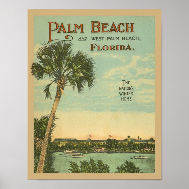Poster Palm Beach Florida Vintage Turismo (Frente)