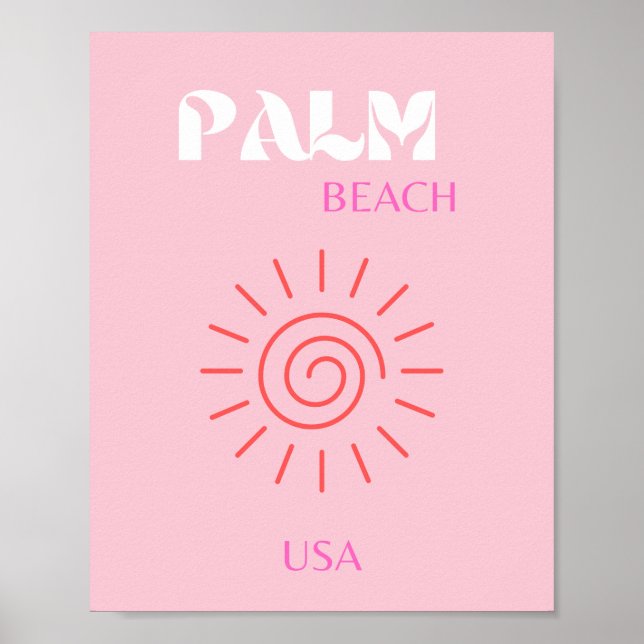 Poster Palm Beach, Preppy, Preppy Room, rosa (Frente)