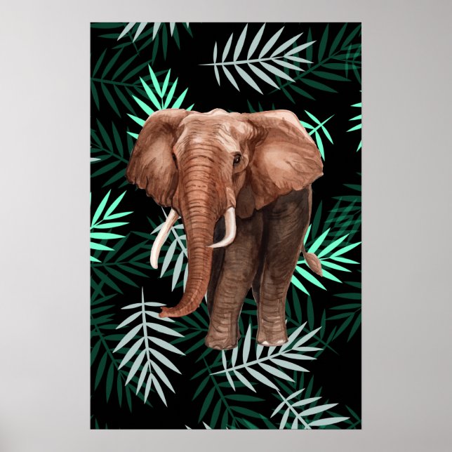 Poster Palm Pattern, Elefante (Frente)