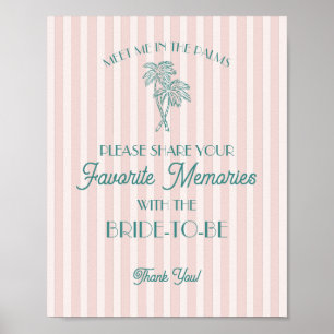 Poster Palm Pink Favoritos de Memórias com a Noiva em Pal