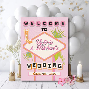 Poster Palm Primavera Beach Wedding Sinal de boas-vindas