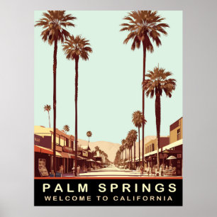 Poster Palm Springs, Califórnia, Viagens Antigas 
