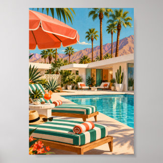 Poster palm springs, mid century modern, retro art, vinta