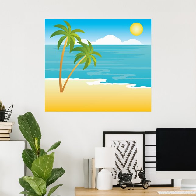 Poster Palm Tree Beach Scene (Criador carregado)