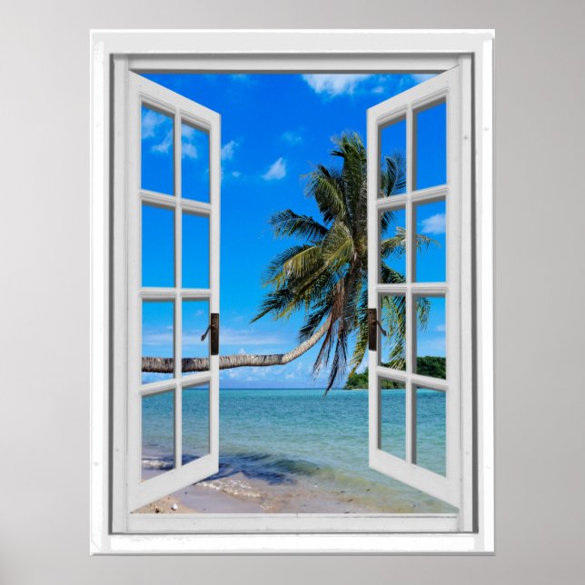 Poster Palm Tree e Ocean Artificial Window View (Frente)
