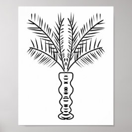 Poster Palm Tree Line - Arte Preta Desenhada à Mão