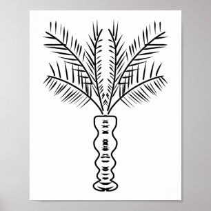 Poster Palm Tree Line - Arte Preta Desenhada à Mão