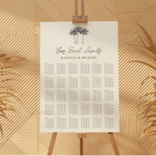 Poster Palm Tree Modern Wedding 30 Mesa Seating Chart