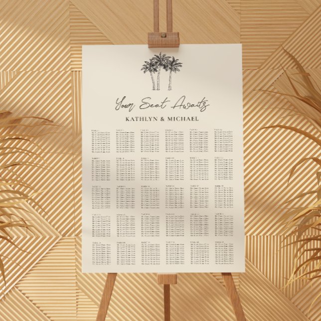 Poster Palm Tree Modern Wedding 30 Mesa Seating Chart (Criador carregado)