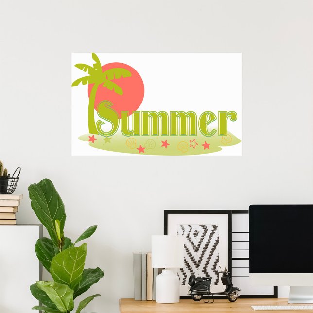 Poster Palm Tree Summer com Sun e Beach (Criador carregado)