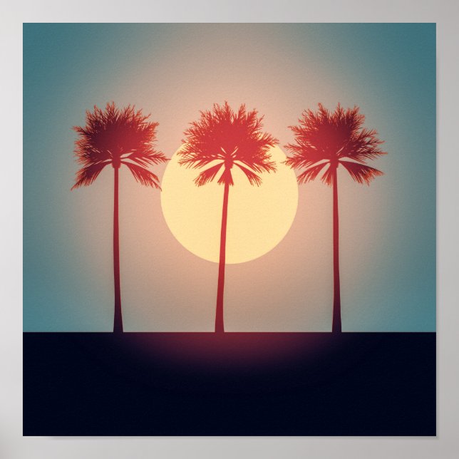 Poster Palm Trees Arte Sunset (Frente)