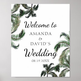Poster Palm Tropical Árvore Greenery Beach Casamento Bem-
