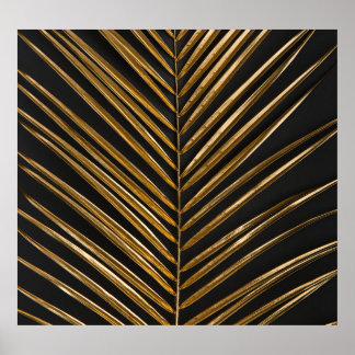 Poster Palma de data do ouro: Fundo preto minimalista