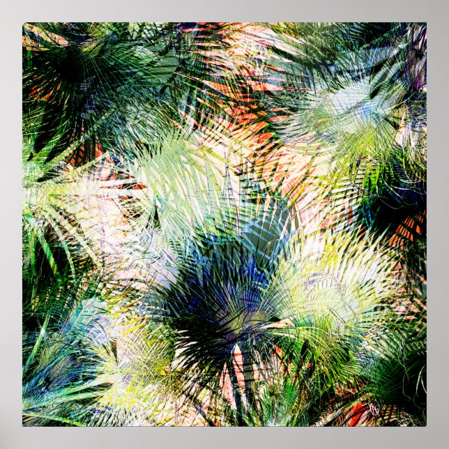 Poster Palma Moderna Deixa Design Abstrato Tropical (Frente)