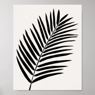 Poster Palma Tropical De Creme Branco E Preto
