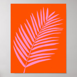 Poster Palma Tropical Laranja E Rosa