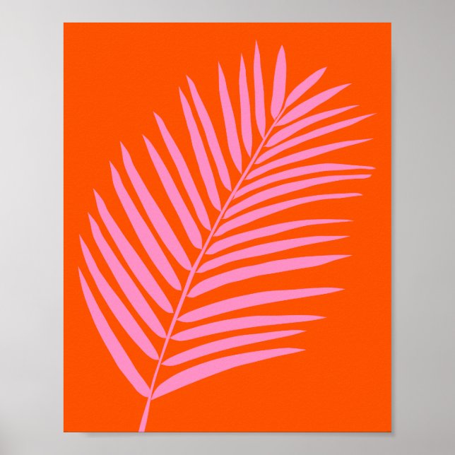 Poster Palma Tropical Laranja E Rosa (Frente)
