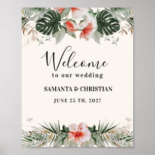 Poster Palma tropical   Sinal de Boas-vindas do Casamento