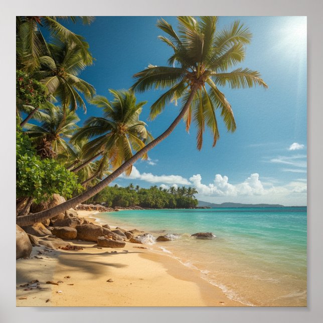 Poster Palma tropical sobre a água (Frente)