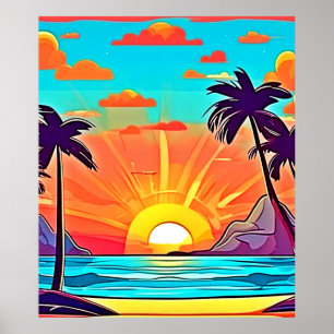 Poster Palmas do Sol: Visão Tropical