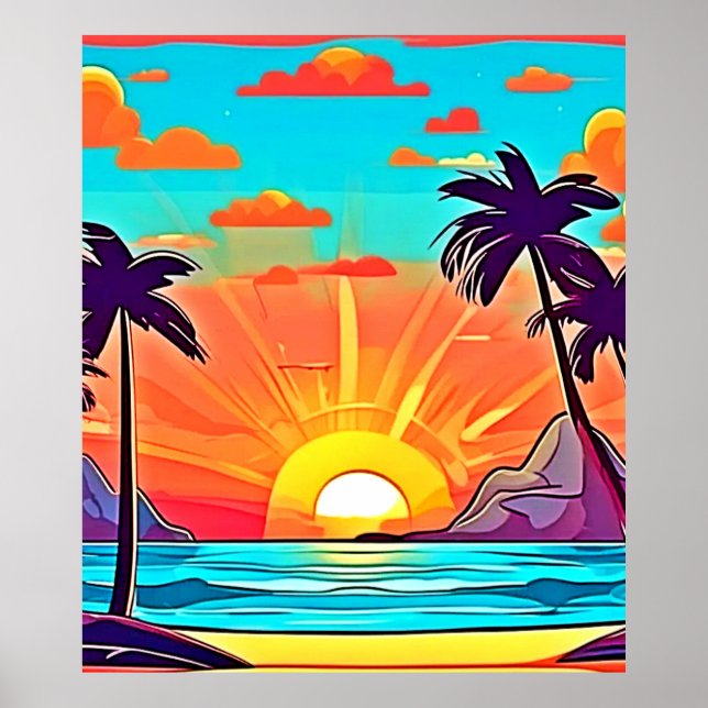 Poster Palmas do Sol: Visão Tropical (Frente)
