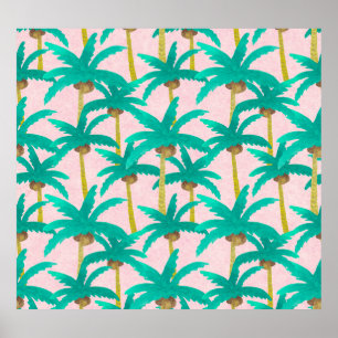 Poster Palmas Tropicais: Padrão de Verão de Aquarela