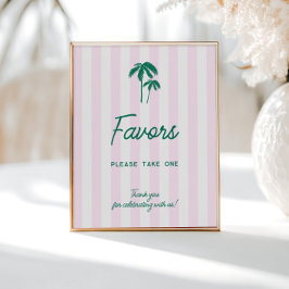 Poster Palmas Verdes Listras Rosas Favoritas