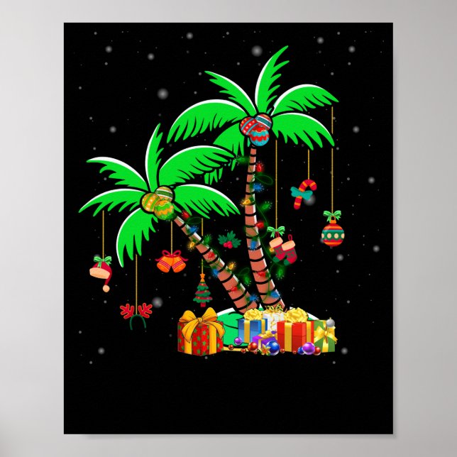 Poster Palmeira de Natal - Luzes tropicais de coco de Nat (Frente)