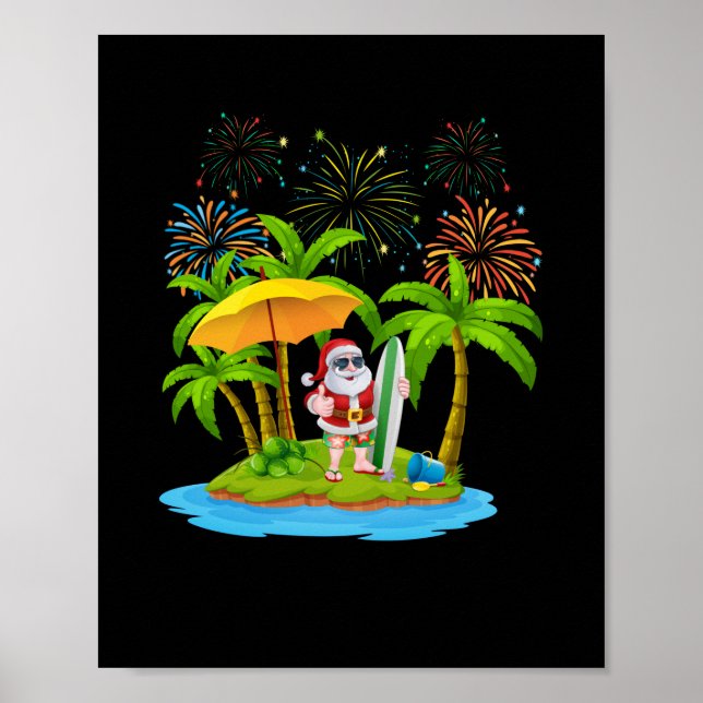 Poster Palmeira de Natal - Luzes tropicais de Natal (Frente)