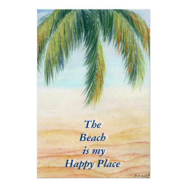 Pôster Palmeira em um dia ensolarado na praia (Frente)