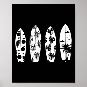 Poster Palmeiras de Prancha de Surfe Surfista Ondas Praia