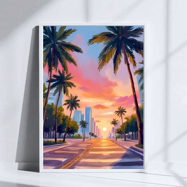 Poster Palmeiras do Pôr do Sol de Miami (Criador carregado)