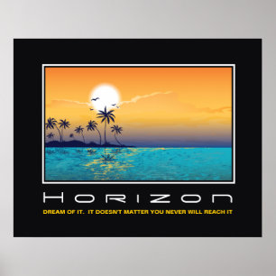 Poster Palmeiras tropicais do por do sol do horizonte