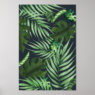 Poster Palmeiras verde tropical Watercolour plantam