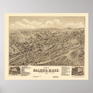 Poster Palmer, mapa panorâmico das MÃES - 1879