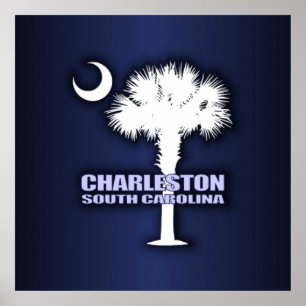 Pôster Palmetto do SC & crescente (Charleston)