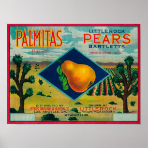 Pôster Palmitas Pear Crate LabelAntelope Valley, CA